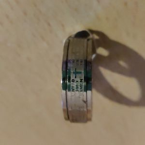 Stainless Steel Engraved Spanish Prayer Ring